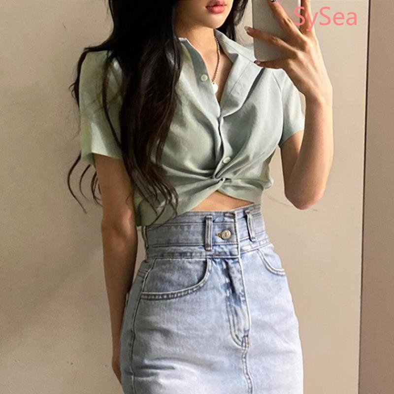 Plus Áo Croptop Cổ Chữ V Quyến Rũ Thời Trang Hè Cho Nữ