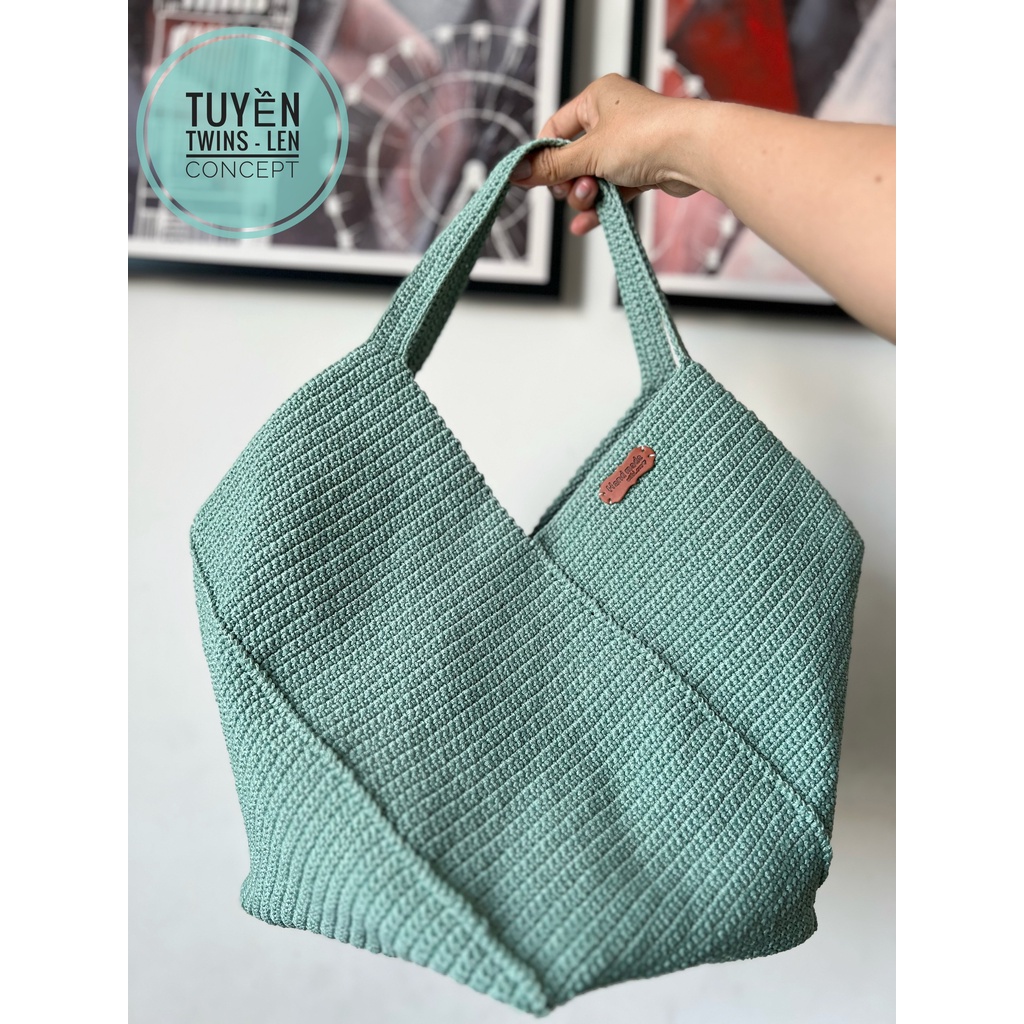 Túi len đáy vuông - Xoắn -HANDMADE