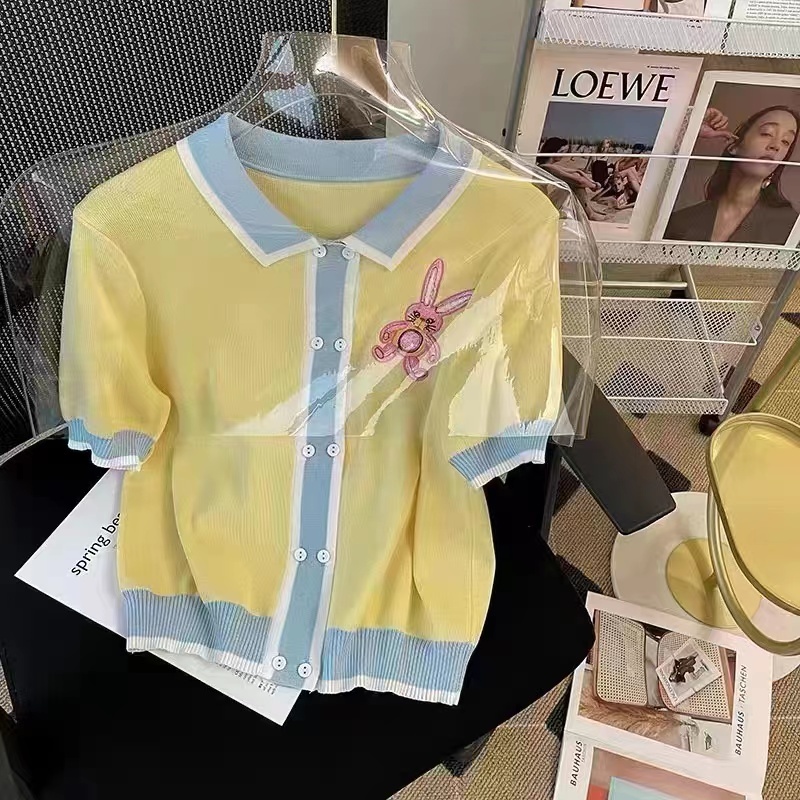 Áo cardigan Dệt Kim Cổ polo Thời Trang Mùa Hè Mới Cho Nữ
