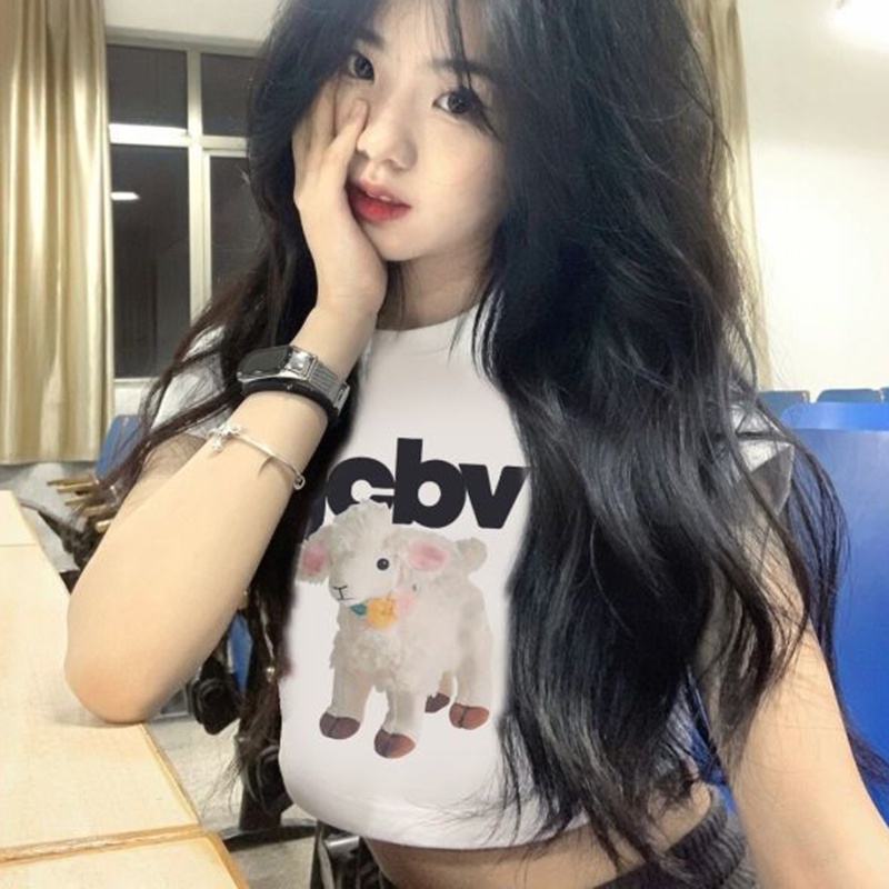 IELGYÁo Thun Tay Ngắn Dáng Ôm Dễ Thương Dành Cho Bạn Nữ