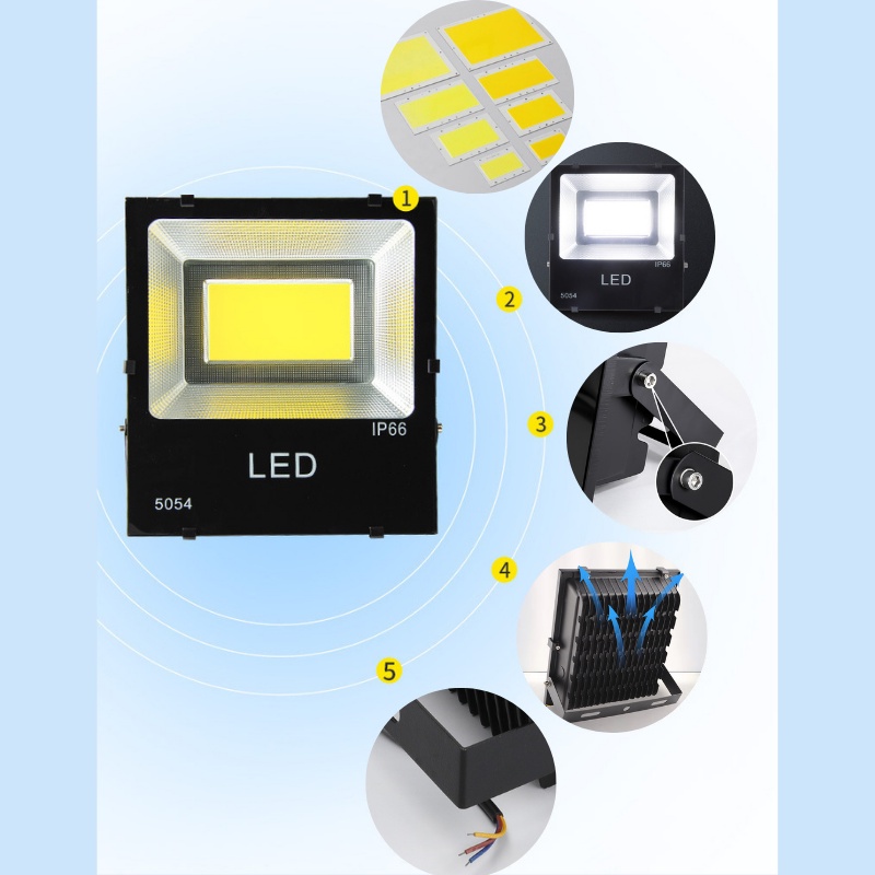 Đèn pha led ngoài trời 50w 100w 30w MGTEK chiếu sáng biển quảng cáo sân vườn kho bãi nhà xưởng công trình.