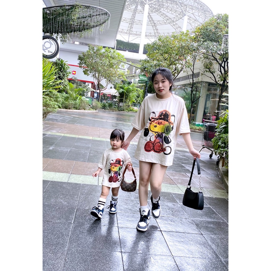 Set áo phông thun mẹ và bé in hình ngộ nghĩnh