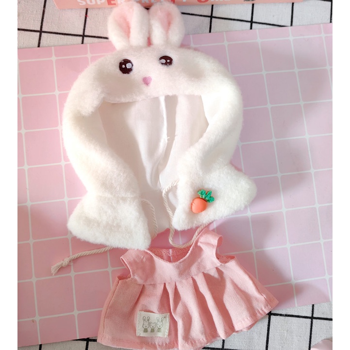 Bộ Áo Choàng + Chân Váy Kiểu Hoạt Hình Đáng Yêu Cho Búp Bê 20cm