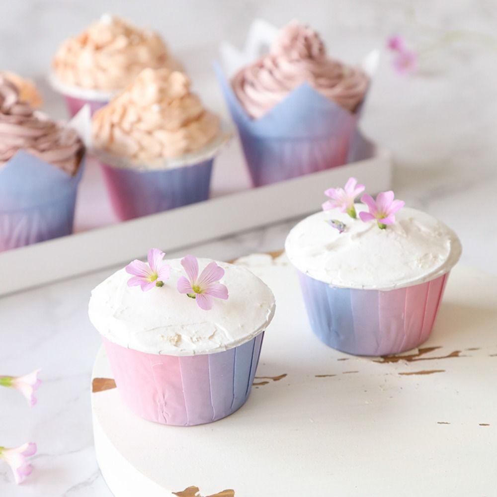 Khuôn Làm Bánh Cupcake Hình Hoa Tulip Màu Sắc Tuyến Tính DIY