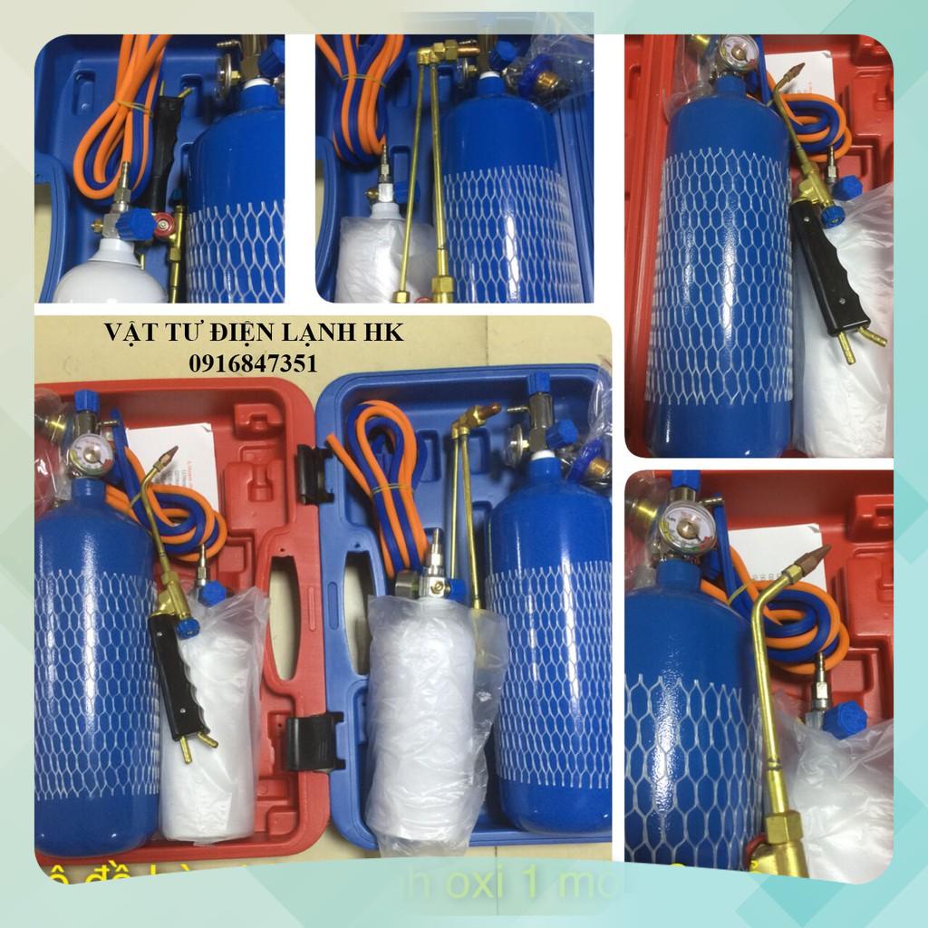 (Mới) Bộ Đồ Hàn Hơi - Khò Hàn Gió Đá Mini kèm bình gas và oxi 1 mỏ - 2 mỏ HK1