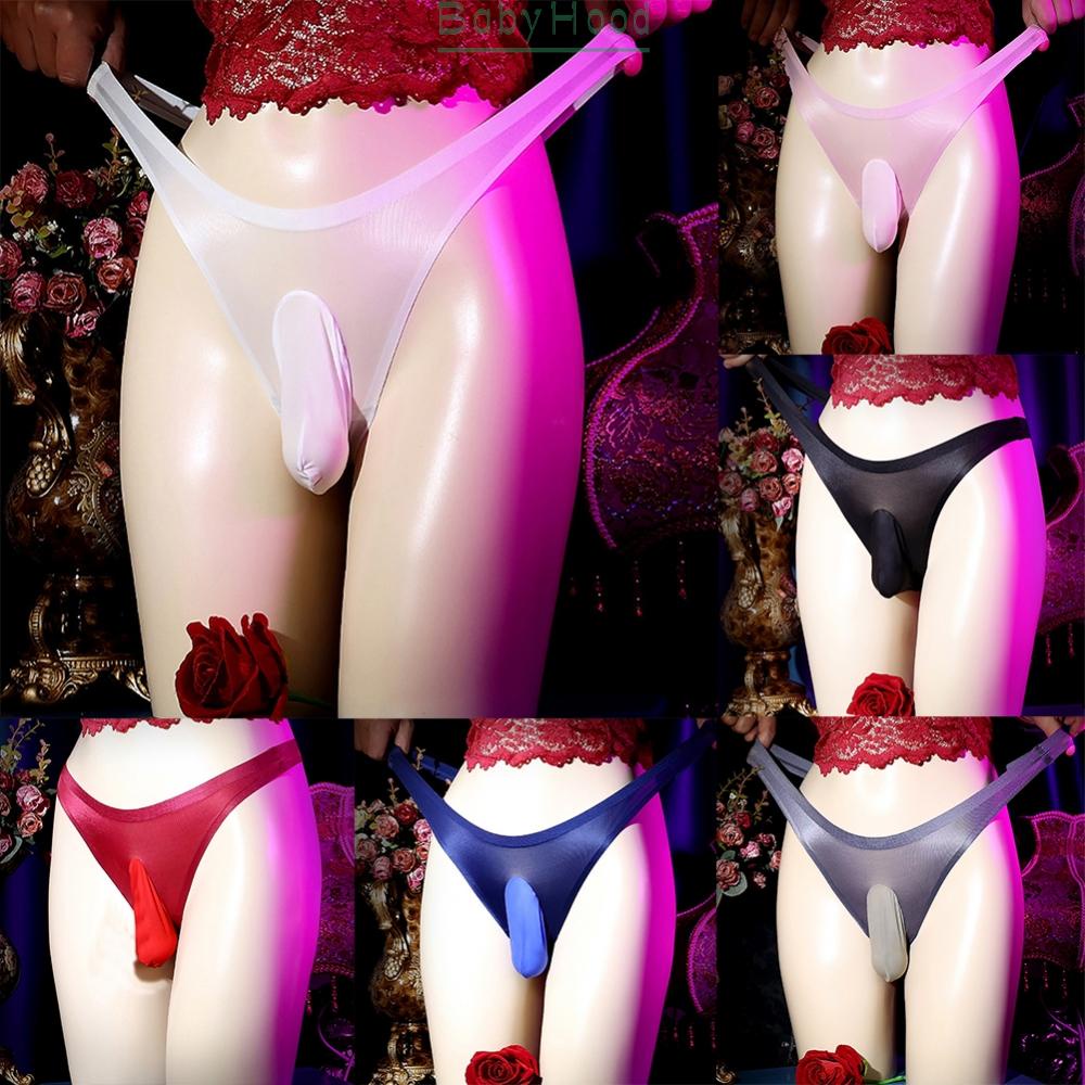 Men Ice Silk Sexy Sissy Pouch Panties Sheer G-String Underwear Lingerie Thongs hot sale#BBHOOD