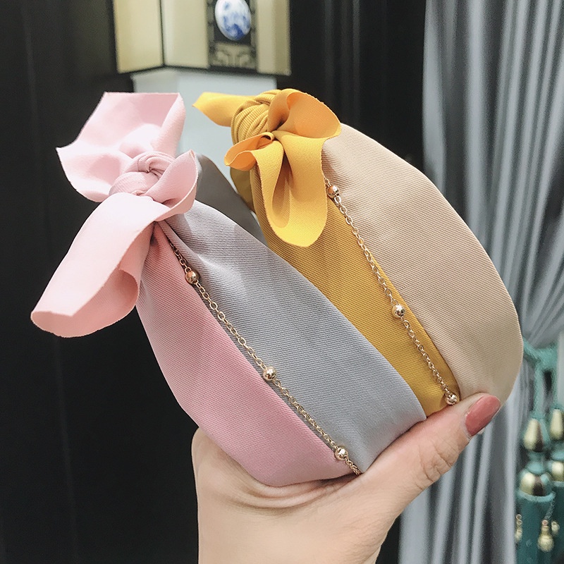 Băng Đô Thắt Nơ Vải Bản Rộng Hai Màu Tươi Tắn Cá Tính Thời Trang Đơn Giản Dành Cho Nữ