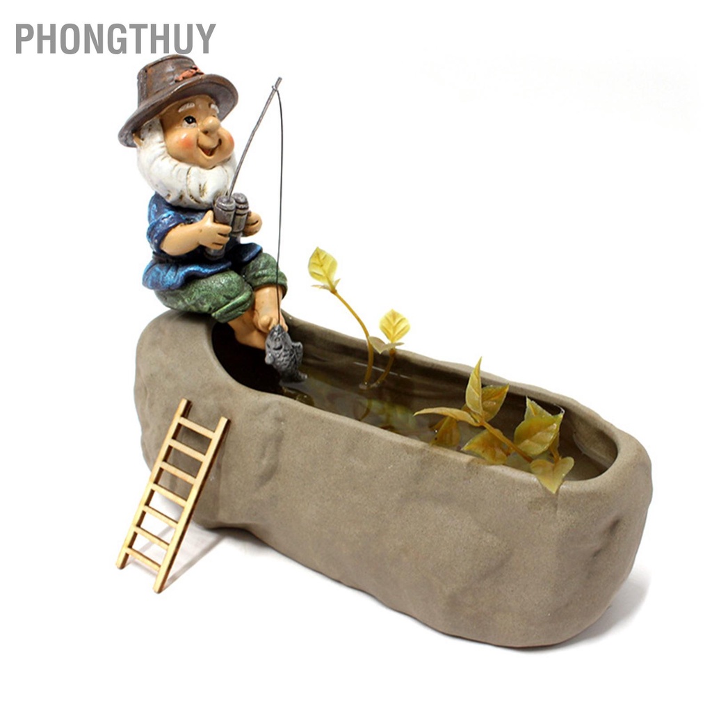 Tượng Chú Lùn câu cá Bằng Nhựa Resin Trang Trí sân vườn Nhà Cửa