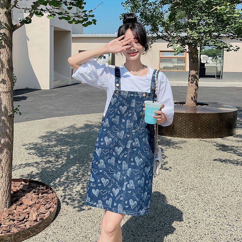 Bộ Áo Khoác Denim / Váy Yếm Dáng Rộng Phong Cách Hàn Quốc Thời Trang Mùa Thu Mới Cho Nữ