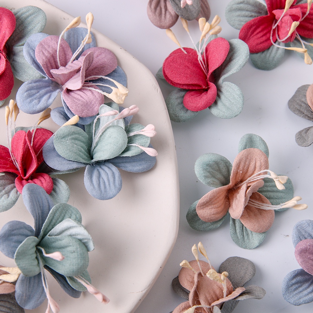 Set 10 Bông Hoa Giả 4CM Trang Trí Tiệc / Đám Cưới / Sổ Tay DIY