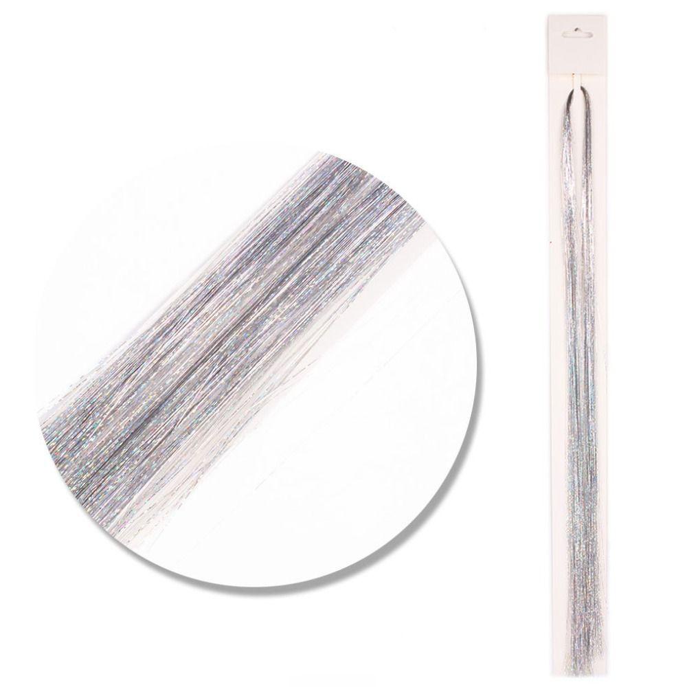 WMES15H Bím Tóc Giả Bằng Sợi Tổng Hợp Màu Bạc Lấp Lánh Thời Trang