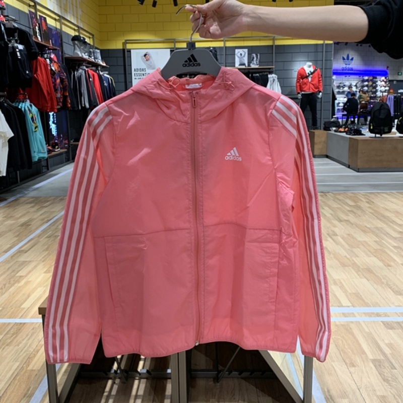 Áo Khoác Adidas 100% Chính Hãng Có Mũ Trùm Chống Gió Chất Liệu Nhanh Khô Thoải Mái Cho Nữ