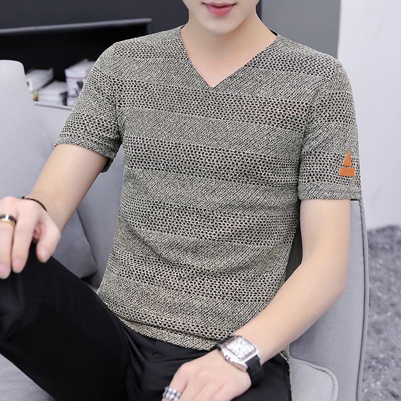 Áo Thun Tay Ngắn Cổ Chữ V Phong Cách Hàn Quốc Thời Trang Mùa Hè Cho Nam