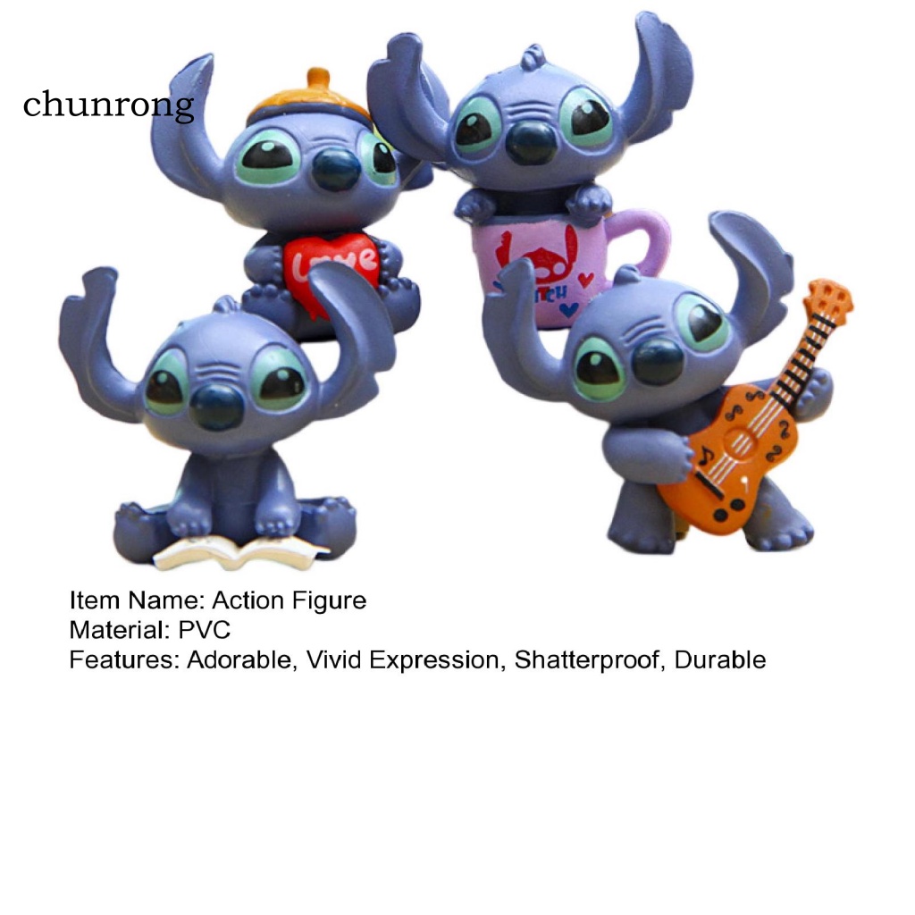 Set 4 Mô Hình Nhân Vật Stitch Chống Trầy Trang Trí Xe Hơi