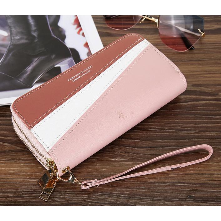 Ví dài cầm tay Unisex 2 ngăn khóa kéo lớn kiểu dáng thời trang