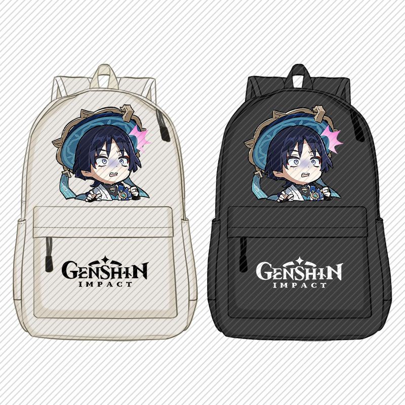 Genshin Impact expression bag co-branded schoolbag Scaramouche/Wanderer/Hu Tao men and women junior and middle school students large capacity shoulder backpack