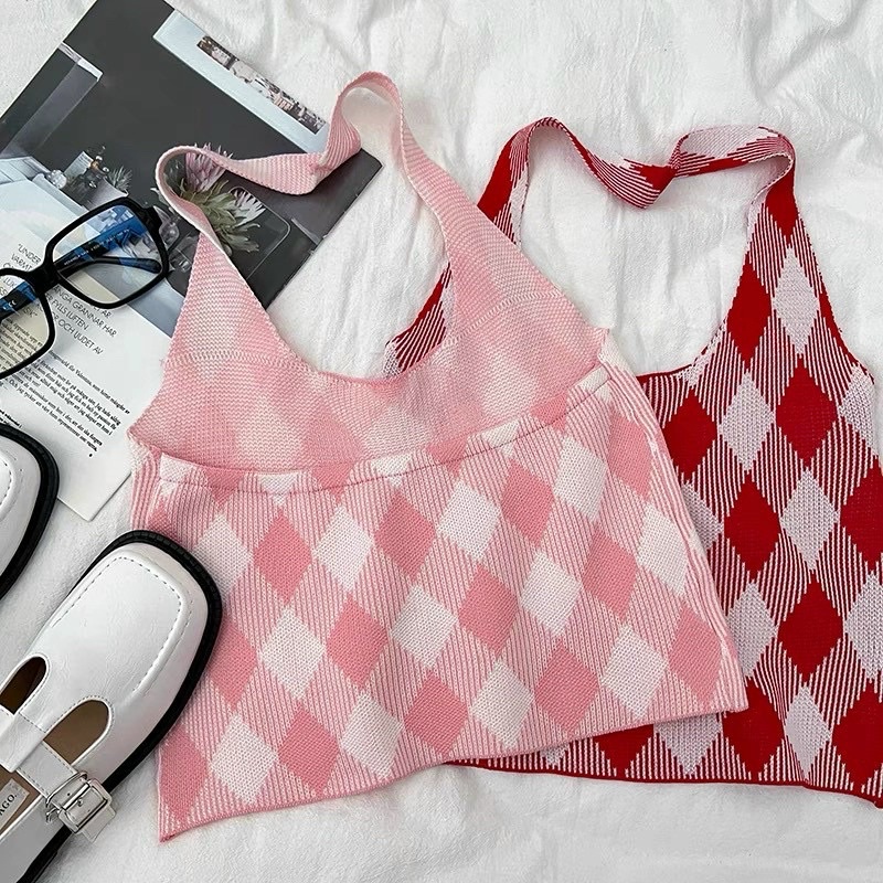 Áo len yếm kẻ ô siu xinh, chất len mongtoghi dày, kèm video ảnh chụp thật chất sản phẩm