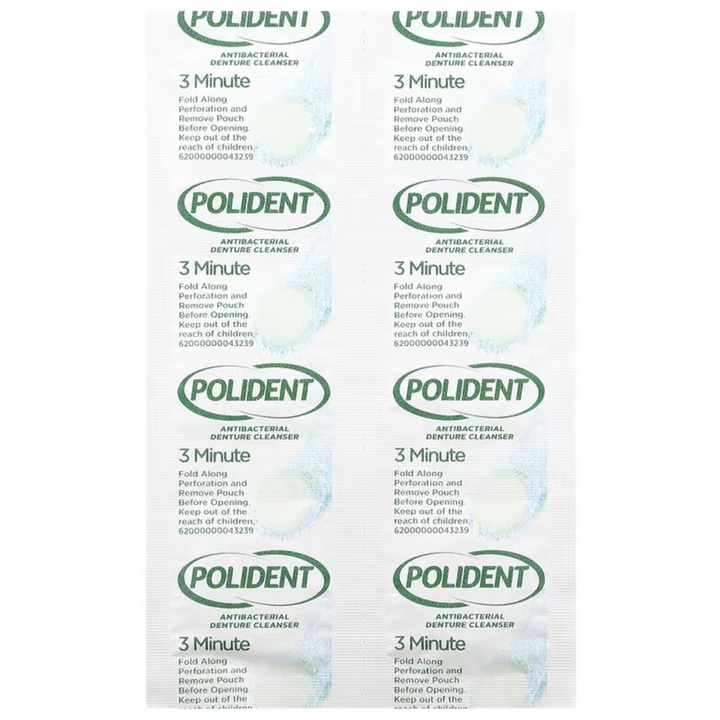 Polident Antibacterial Denture Cleanser Viên làm sạch hàm giả, răng giả 1 vỉ 6 viên