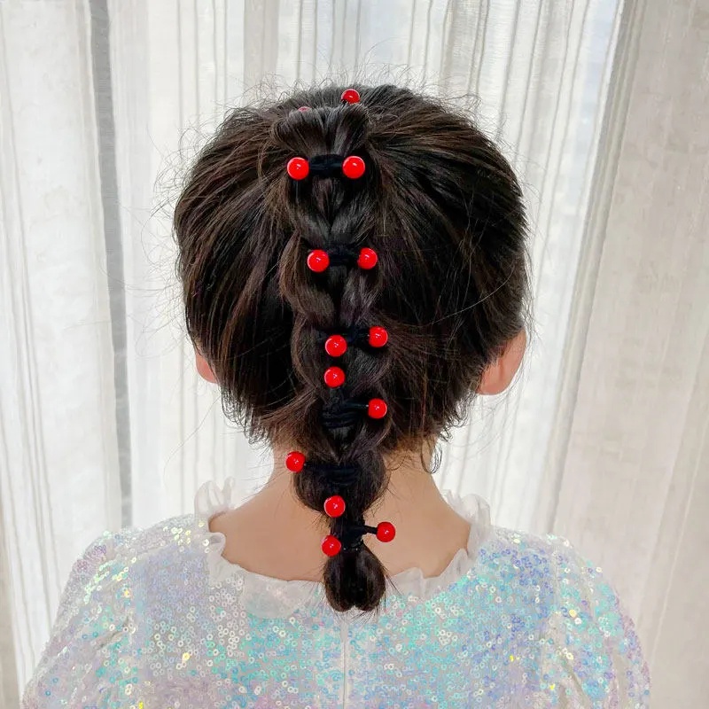 Set 10 Dây Buộc Tóc Bện Bằng Da Màu Kẹo Ngọt Thời Trang Cho Bé Gái