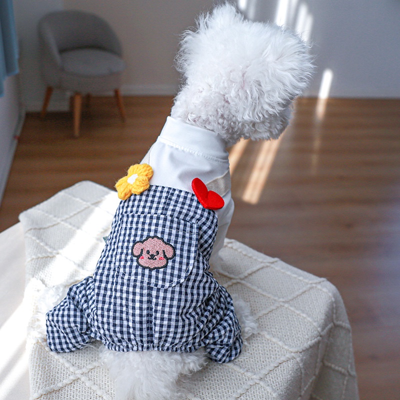 Shih Tzu Áo Cho Cún Cưng Nhỏ Sọc Caro Trắng Đen Terno Cho Nam Và Nữ