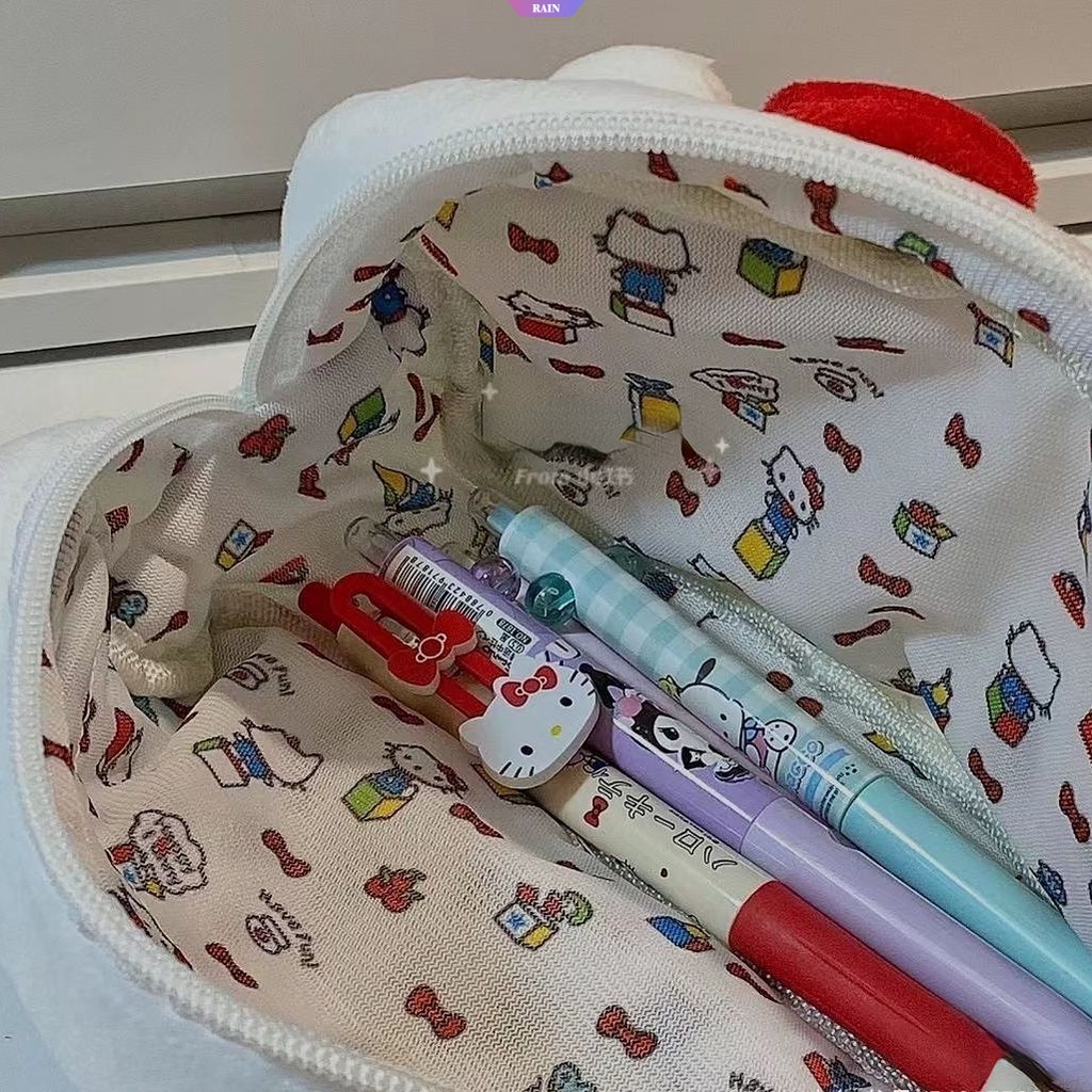 Túi Đựng Bút Chì / Đồ Trang Điểm Bằng Vải Bông Hình Sanrio Hello Kitty Hoạt Hình My Melody Sức Chứa Lớn Làm Quà Tặng Cho Trẻ Em