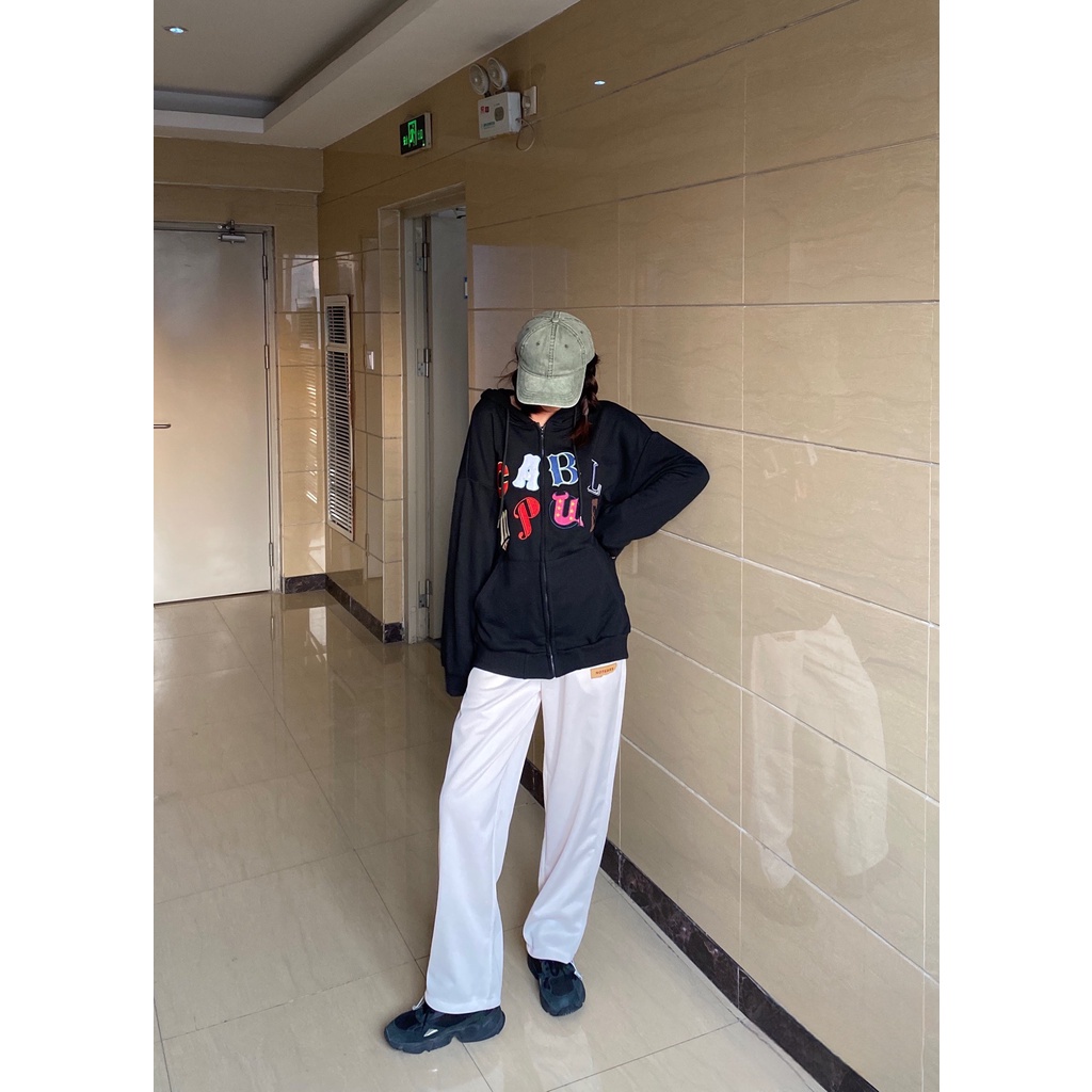 Áo Hoodie Zip Nỉ CABL Unisex Khóa Kéo Thêu Chữ 2 Màu QM|SU