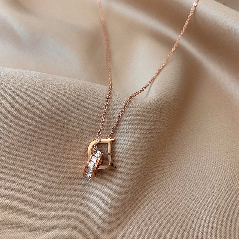 Niche Dây Chuyền Bằng Thép Titan Nhẹ Lên Màu Nhanh Mặt Chữ D Thời Trang Quà Tặng Bán Sỉ Cho Bạn Gái