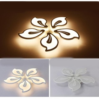 Đèn LED cao cấp ốp trần trang trí 5 cánh sen vàng 3 chế độ ánh sáng, điều khiển từ xa