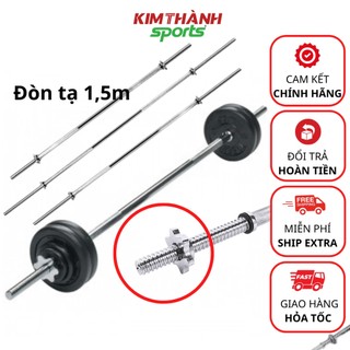 Đòn tạ 1,5m thép đặc loại 1 có ốc soắn hai đầu mạ crom chống gỉ, thanh đòn 1m5 tập gym tại nhà - KIM THÀNH SPORT