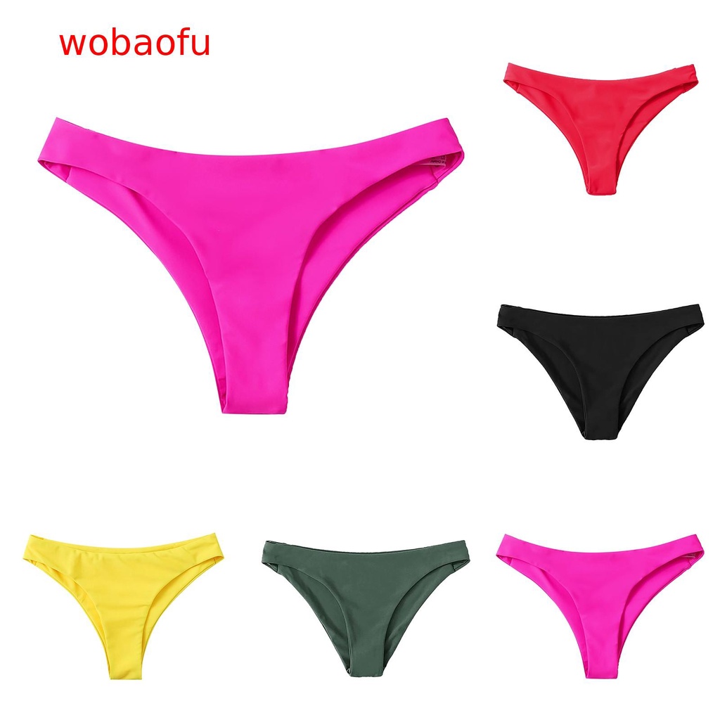 Quần Bơi Nữ Cắt Cao Màu Trơn Lưng Vừa