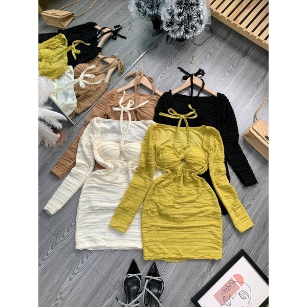 Đầm body cúp ngực có mút cột dây cổ chất xốp xịn hình thật 100%