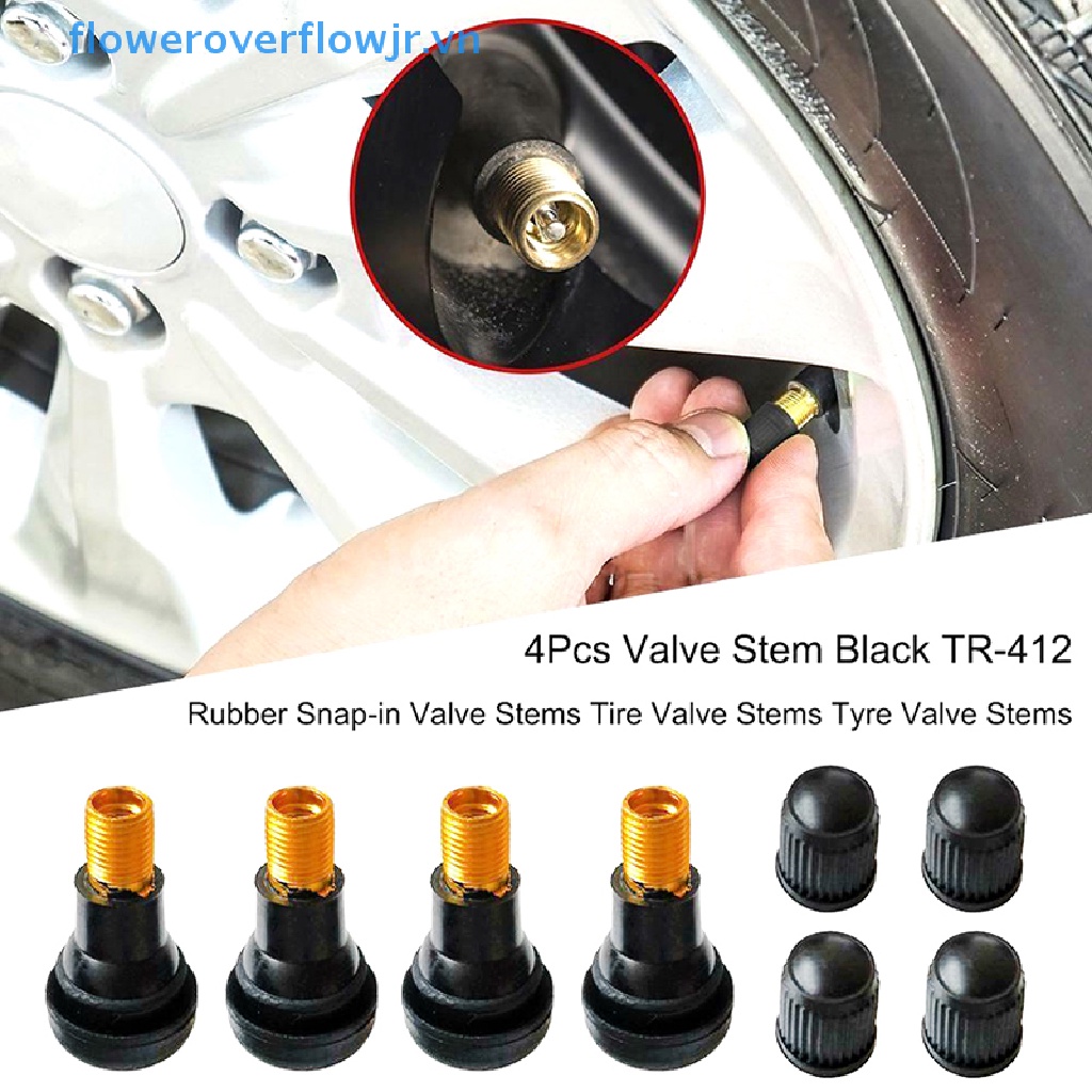 4 Van Cao Su Không Ruột TR412 Bằng Hợp Kim Chrome Cho Xe Hơi Xe Máy