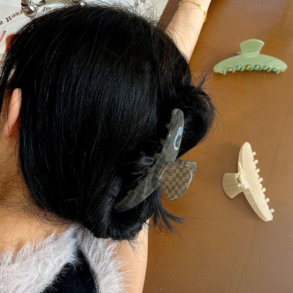 LOMBARD Kẹp Tóc Đuôi Ngựa Họa Tiết Kẻ Sọc Phong Cách Hàn Quốc Ngọt Ngào Thời Trang Cho Nữ