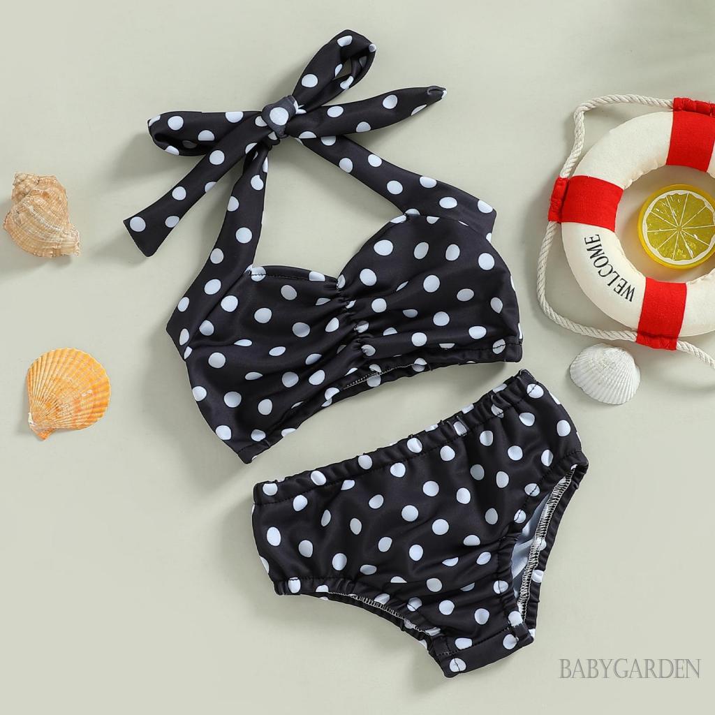 Bộ Đồ Bơi 2 Mảnh Áo Hai Dây + Quần Ngắn Họa Tiết Chấm Bi Dành Cho Bé Gái 0-3 Tuổi