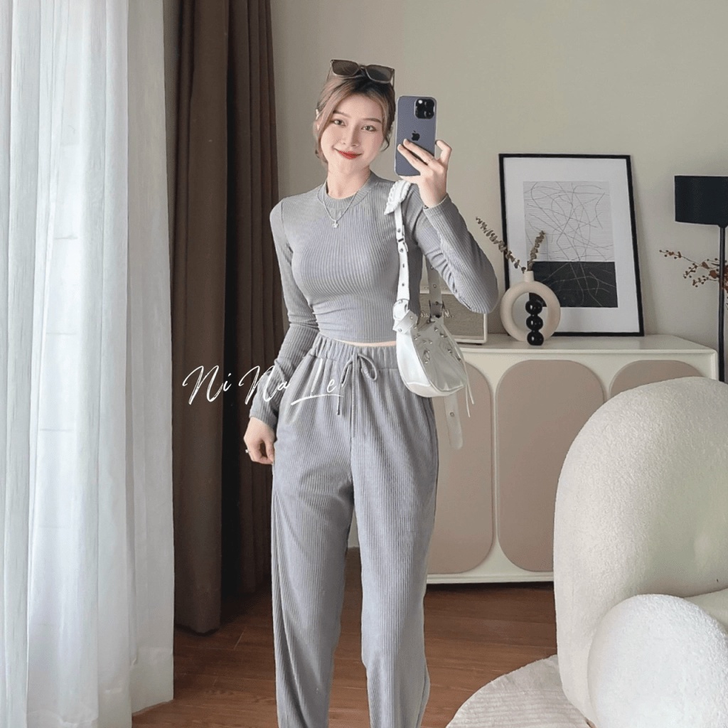 (HÀNG MỚI) GIẢM GIÁ CỰC SỐC - SET THUN GÂN ÁO TAY DÀI MIX QUẦN DÀI SET ÔM BODY CỰC NĂNG ĐỘNG TRẺ TRUNG ĐI  CHƠI DẠO PHỐ