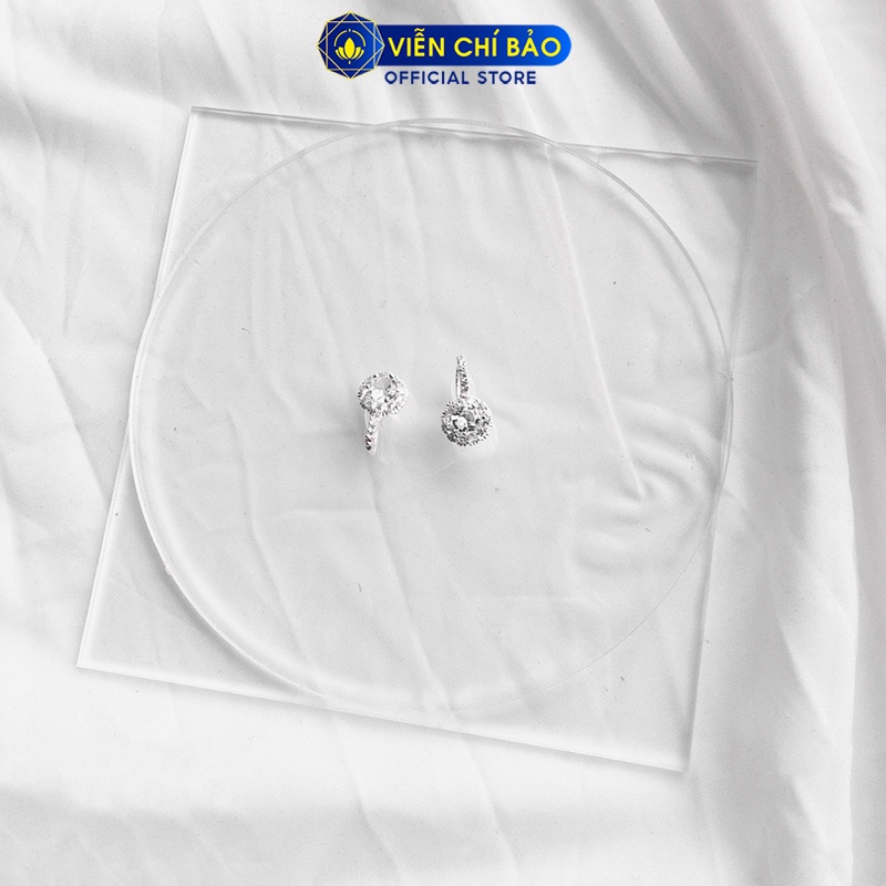 Bông tai bạc nữ móc câu đính đá chất liệu bạc 925 thời trang phụ kiện trang sức nữ Viễn Chí Bảo B400355X