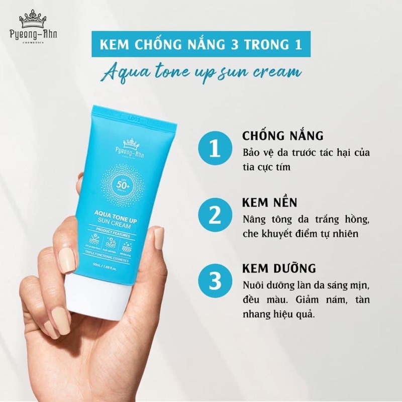 [PHIÊN BẢN MỚI NHẤT] Kem chống nắng Hàn Quốc Pyeong - Ahn trắng mịn, nâng tone tự nhiên tuýp 50ml