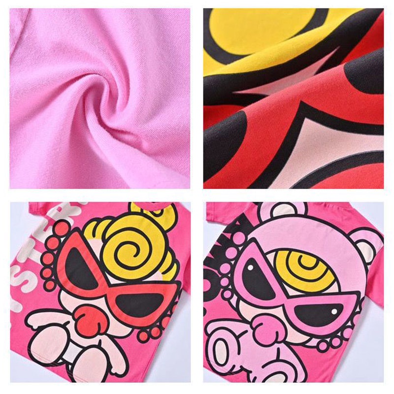 Đầm thun IQ ANGEL cotton thoáng khí mau khô họa tiết hoạt hình dễ thương cho bé gái