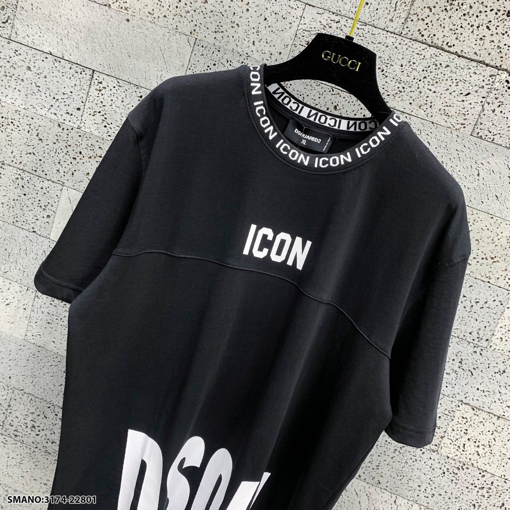 Áo Phông Nam DSQ Phối Viền Cổ Cao Cấp hai màu trắng đen hot hit