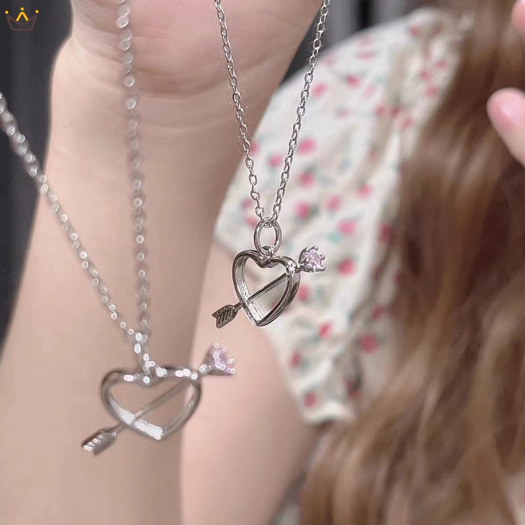 Vòng cổ Mặt Hình Thần Tiên Thần Tiên Thần Tiên Đính Kim Cương Màu Hồng Nhạt Sang Trọng niche Có Mũi Tên Xuyên Qua Trái Tim HGF Cho Nữ