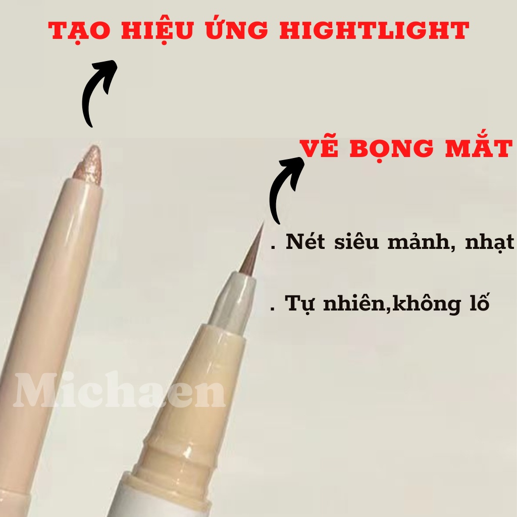 Bút kẻ bọng mắt 2 đầu Sweet Mint Vẽ nhũ mắt bắt sáng hightlight siêu tự nhiên