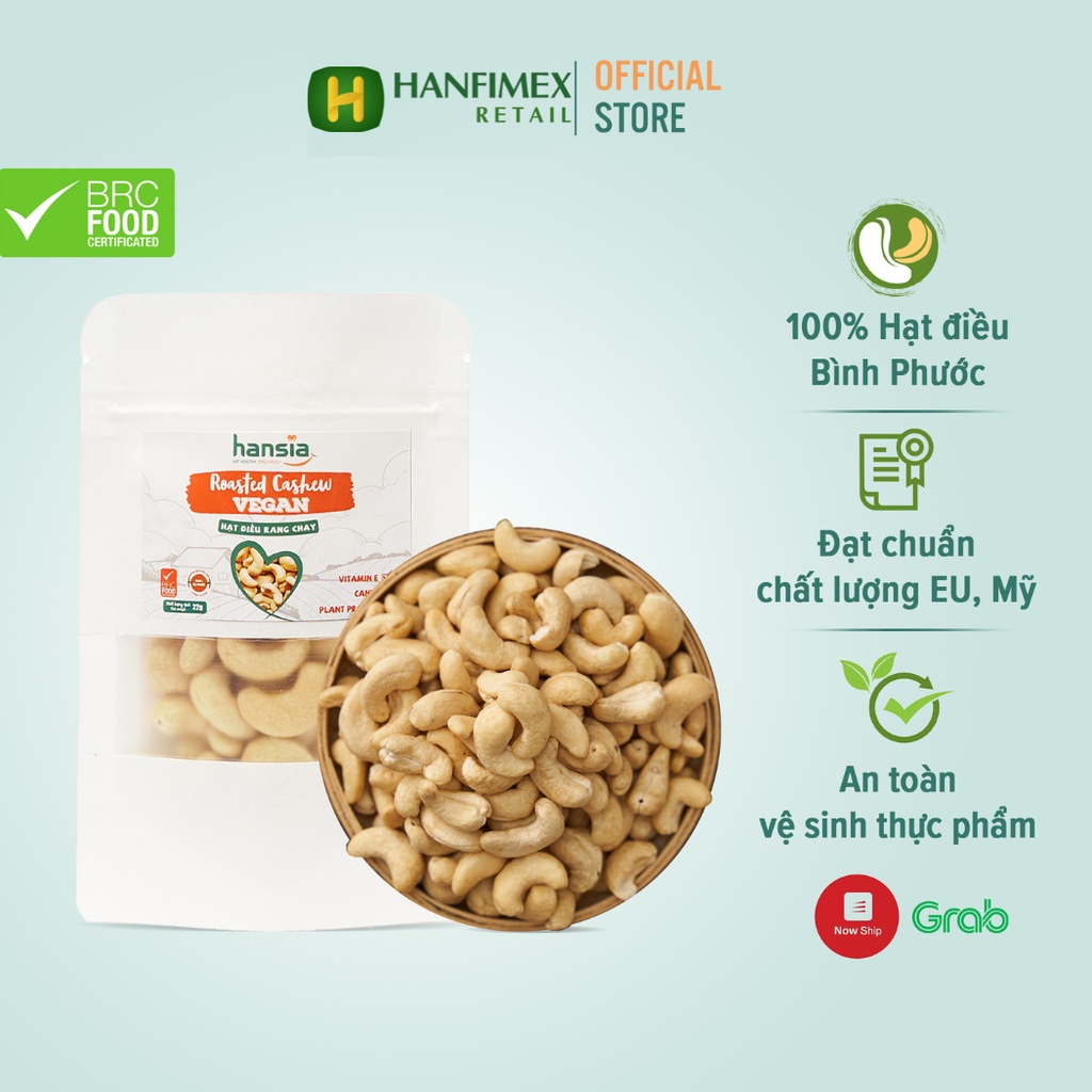 Hạt Điều Rang Chay Organic HANSIA Vị Tự Nhiên, Thơm Ngậy Hàm Lượng Dinh Dưỡng Cao Phù Hợp Cho Nhiều Lứa Tuổi Túi Zip 22g