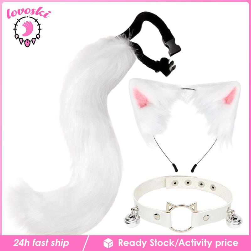 Bộ Vòng Cổ + Choker Da Hóa Trang Hello Kitty