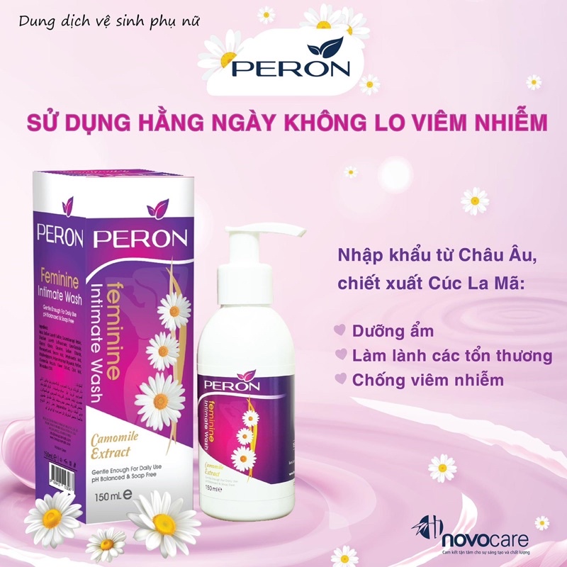Peron - Dung dịch vệ sinh phụ nữ nhập khẩu Châu Âu, Thơm, Sạch, Giữ ẩm, Ngừa viêm nhiễm phụ khoa