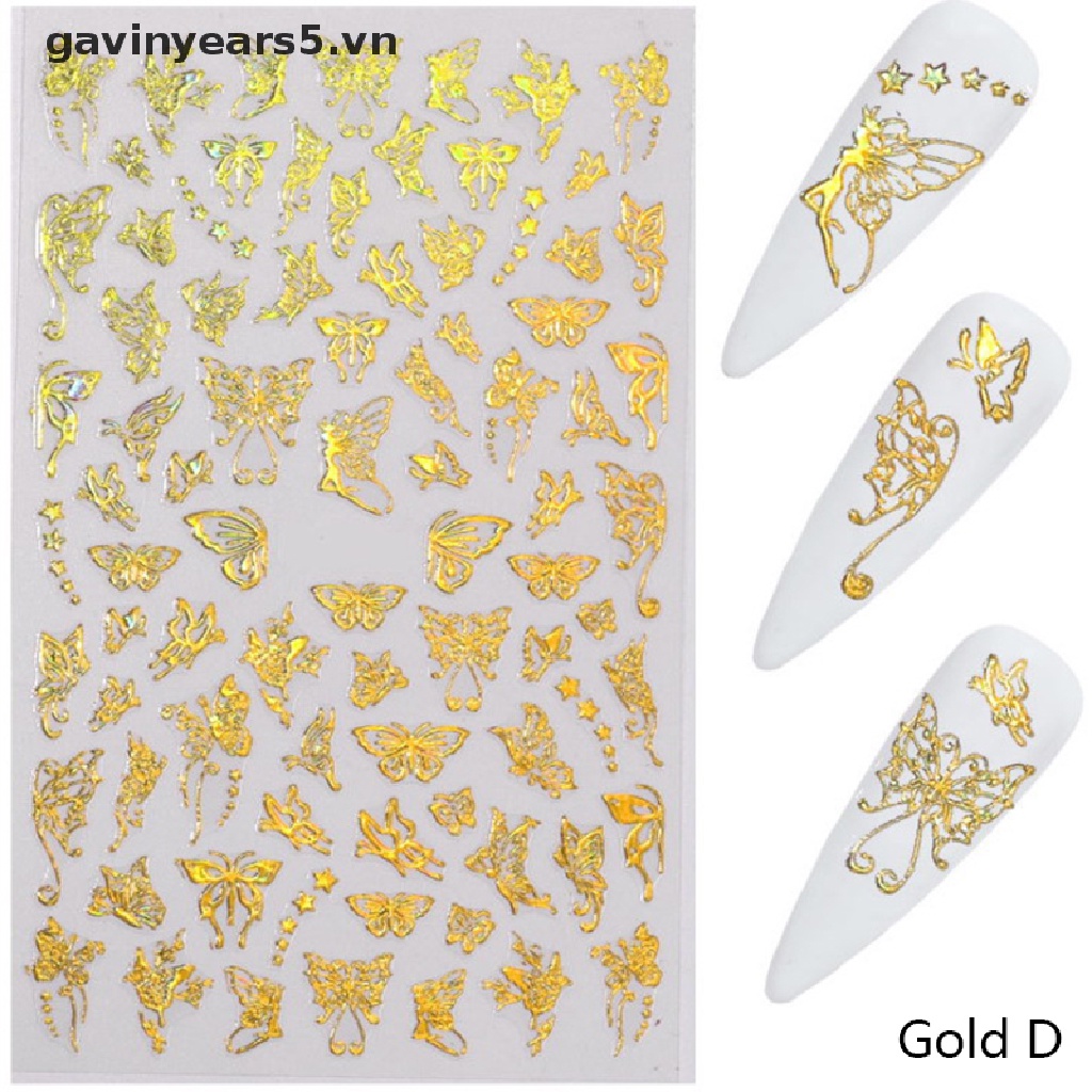 Miếng Dán Trang Trí Móng Tay Hình Bướm Màu Laser DIY