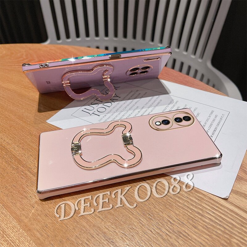 Ốp Điện Thoại Có Giá Đỡ Mạ Điện Hình Gấu Đáng Yêu Cho OPPO Reno8 T 5G 4G Reno 8 8T 2023 Reno8T 2023