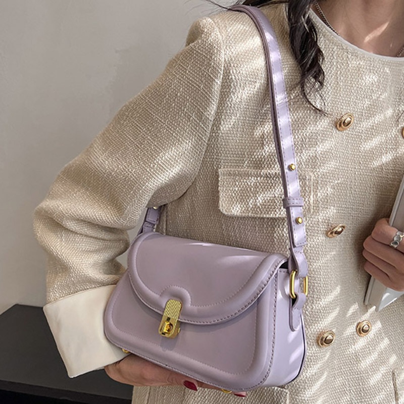 Túi Đeo Chéo Màu Trơn Phong Cách Retro Thời Trang Cho Nữ