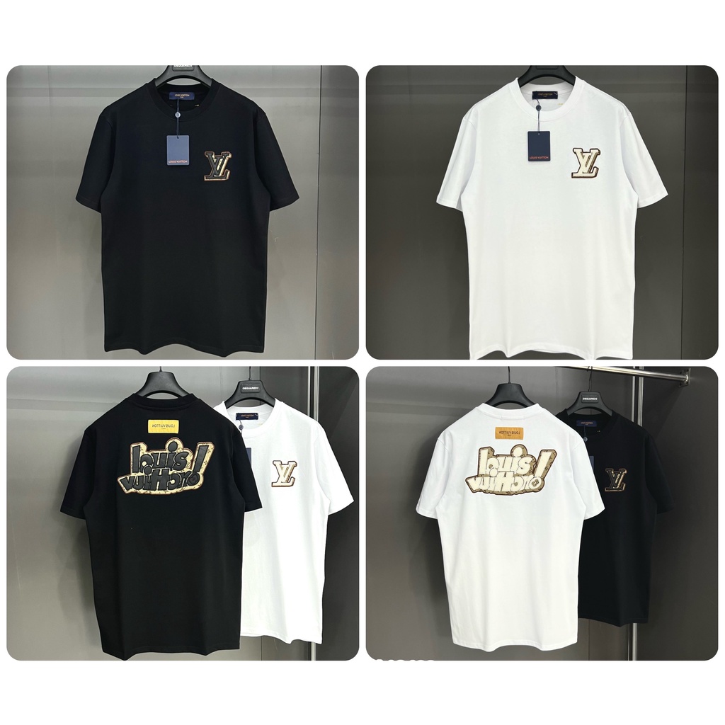 Áo Phông Nam In Logo LV Vải Mềm Mịn - Áo Thun Nam Thêu Chữ LV Da Cao Cấp
