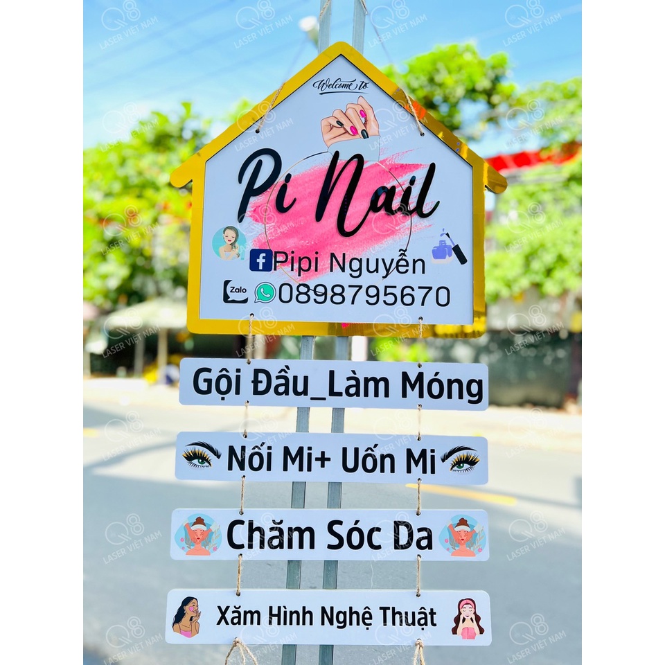 Bảng Gỗ Tên Shop - Bảng Ngôi Nhà - Bảng Hiệu Treo Shop - Menu- FreeShip