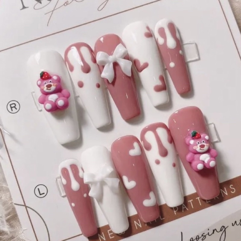 Nailbox hồng gấu dâu